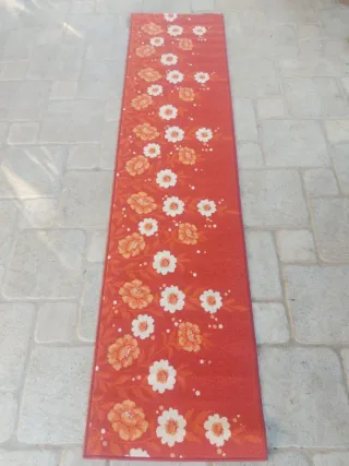 Tappeto Runner Arancione Fiori 2.40m