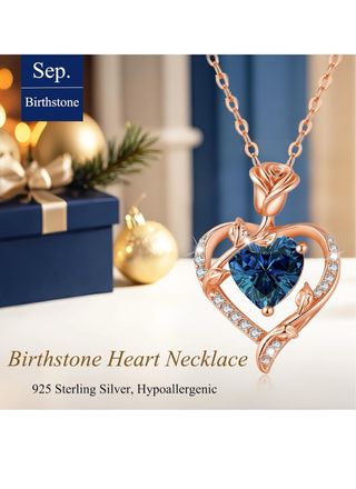 Collar Corazón Rosa Plata Ley 925