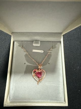 Collar Corazón Rosa Plata 925