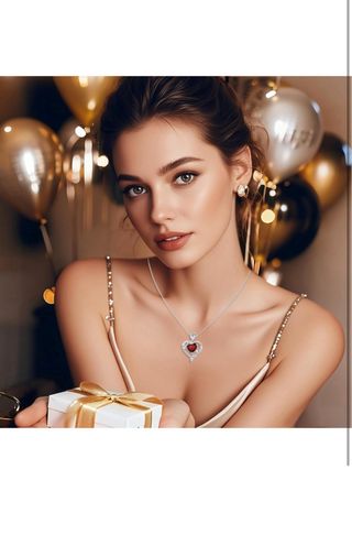 Collar Corazón Plata Ley 925 con Rosa