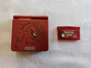 Game Boy Advance SP shell Groudon + Pokémon Rubino