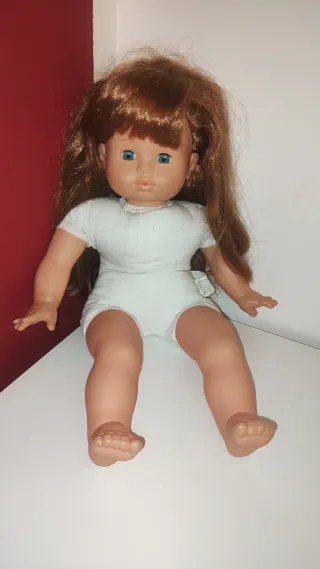 Bambola vintage capelli rossi vestito blu