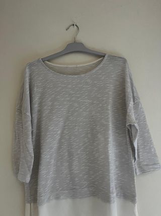 Bershka Blusa 2 en 1 Capas | Gris/Blanco Oversize