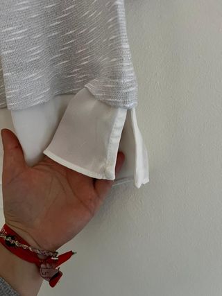 Bershka Blusa 2 en 1 Capas | Gris/Blanco Oversize