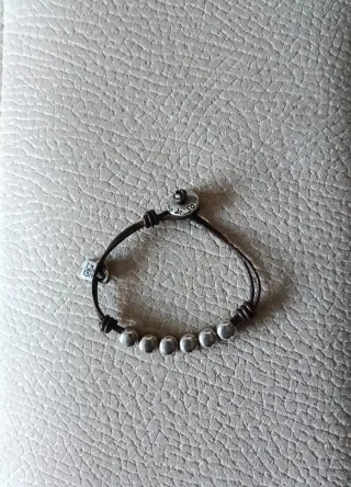 Pulsera Uno de 50 Cuero y Plata