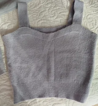 Conjunto Cárdigan y Top Tirantes Morado/Gris