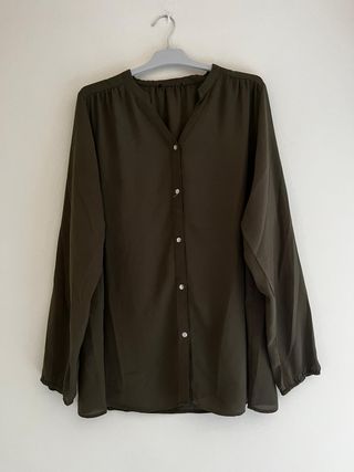 ZARA Blusa Fluida Verde Oliva Oversize |
