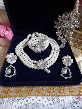 Aderezo Fallera Plata y Perlas