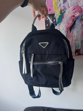Mochila Re Nylon Prada Azul Plata