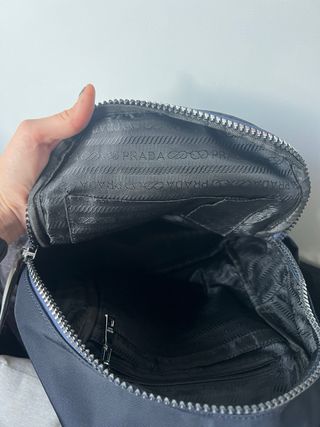 Mochila Re Nylon Prada Azul Plata