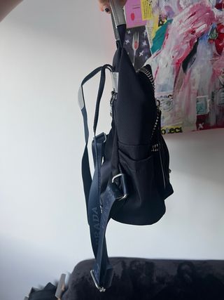 Mochila Re Nylon Prada Azul Plata