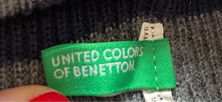 Gorro y bufanda niño azul y gris BENETTON T. 6-7