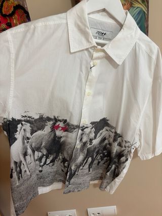 Camisa Zara Blanca Estrellas Negras