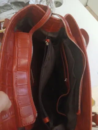 Bolso Roberto Verino Rojo Cocodrilo Dorado