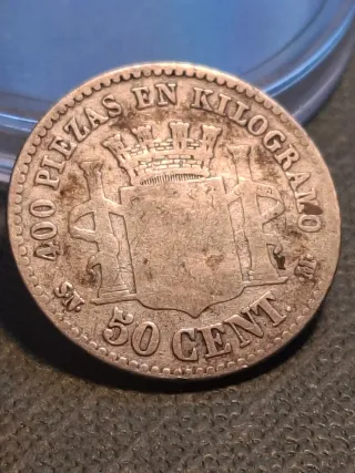 Escasa moneda 50 céntimos 1870