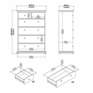 Cómoda sinfonier altura 139cm