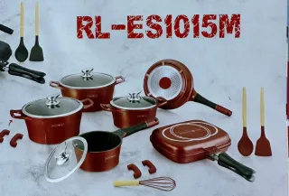 Set Pentole 15 Pezzi Pietra Lavica Rosso