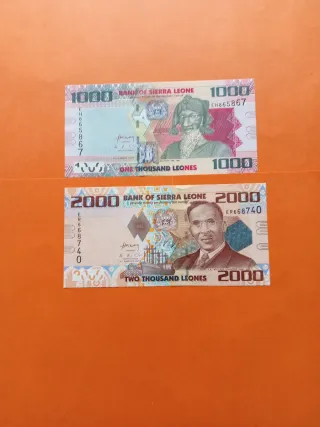 Banconote di Sierra Leone da 1000 e 2000 Leone