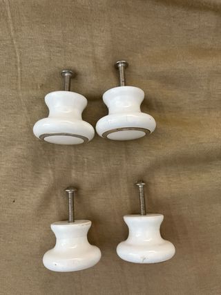 Maniglie in porcellana bianca e argento - Set di 4