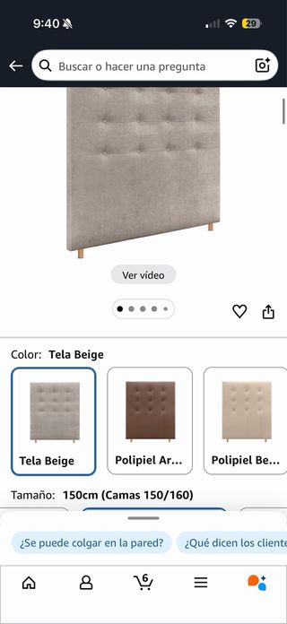 Cabecero Cama 150cm Beige