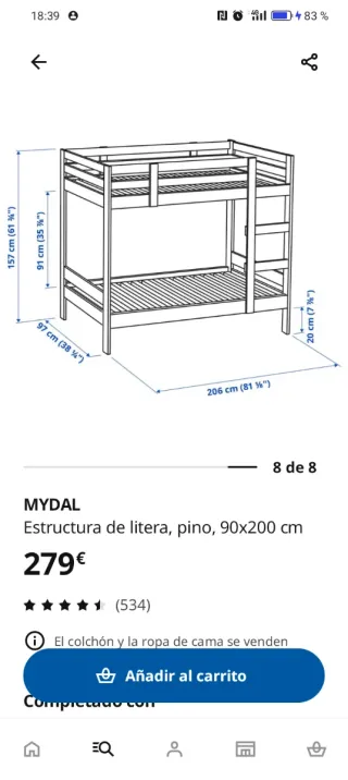 Litera MYDAL de madera
