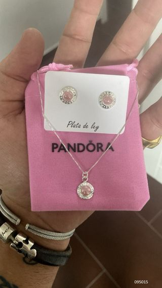 Conjunto Pandora Plata de Ley Collar y Pendientes