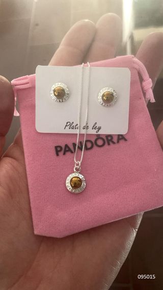 Conjunto Pandora Plata de Ley Collar y Pendientes