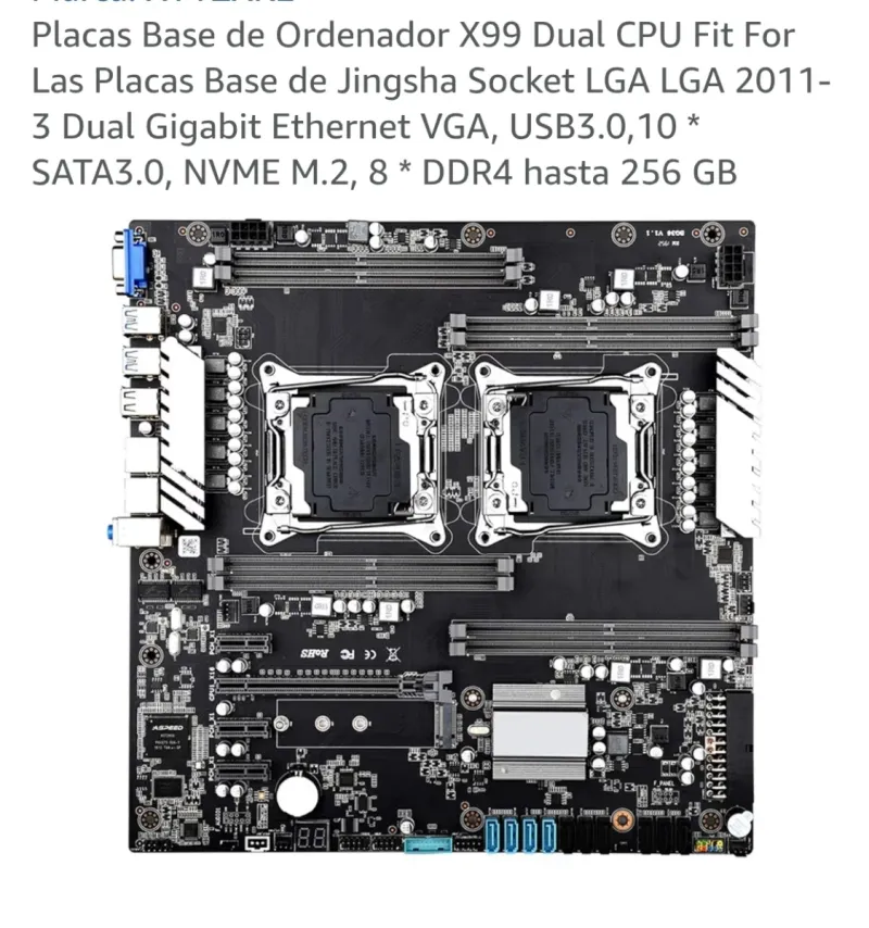 Placa Base Jingsha X99 Dual CPU LGA 2011-3