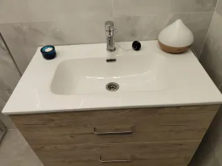 Conjunto Muebles Baño Madera y Cerámica