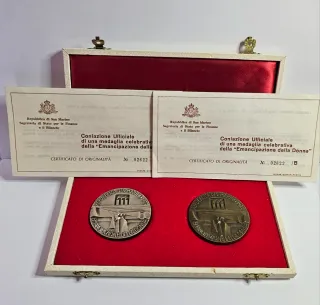 Set di Medaglie Emancipazione Donna San Marino Arg