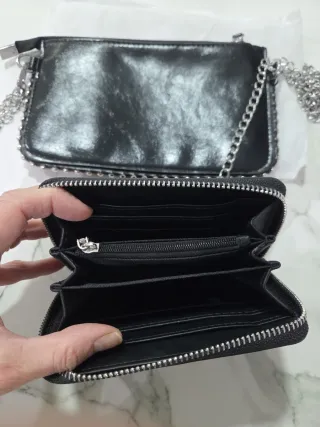 Juego bolso y monedero negro