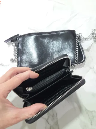 Juego bolso y monedero negro