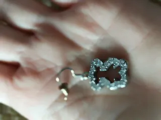 Conjunto Oso Plata Anillo y Pendientes