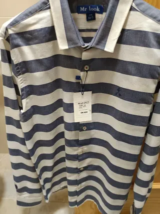 Camisa Mr Look Rayas Azul y Blanco Talla M
