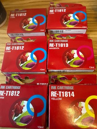 4 Cartuchos Tinta Epson T1812 Cyan y T1814