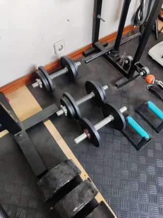 Gimnasio completo: banco, pesas y accesorios