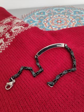 Pulsera Liska Hombre Negra y Plateada