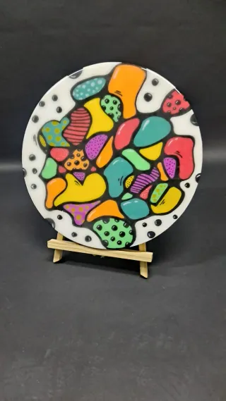 Quadri acrilici e resina multicolore