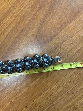 Bracciale donna perline nere e argento