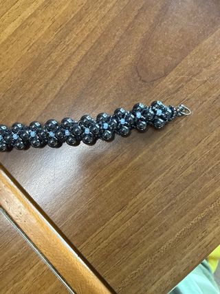 Bracciale donna perline nere e argento