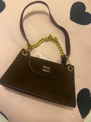 Borsa marrone in camoscio, nessuna marca