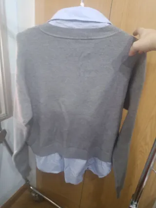 Jersey y camisa ATTIC TRICOT gris/azul