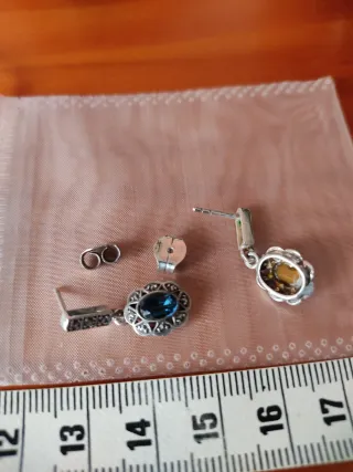 Pendientes vintage plata y cristal zafiro