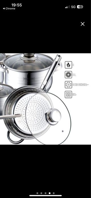 Set Pentole in Acciaio Inox 12 Pezzi + Coltelli