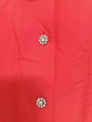 Vestido Zara Coral Manga Corta Talla S