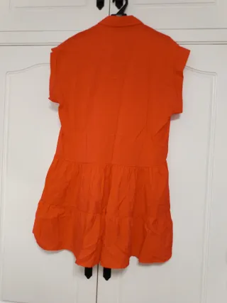 Vestido Zara Coral Manga Corta Talla S