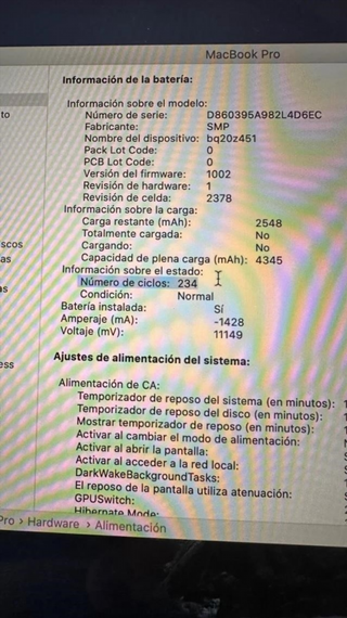 MacBook Pro 2020 256GB Plata