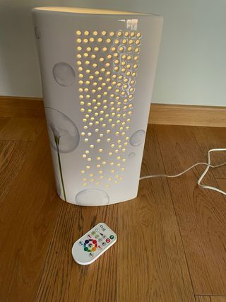 Lampada ceramica decorata, luce in vari colori