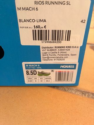 Hoka Mach 6 Zapatillas Running Talla 42