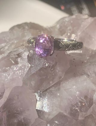 Anillo Plata Kunzita Rosa Talla Ovalada
